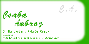 csaba ambroz business card