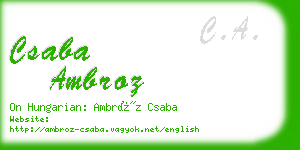 csaba ambroz business card